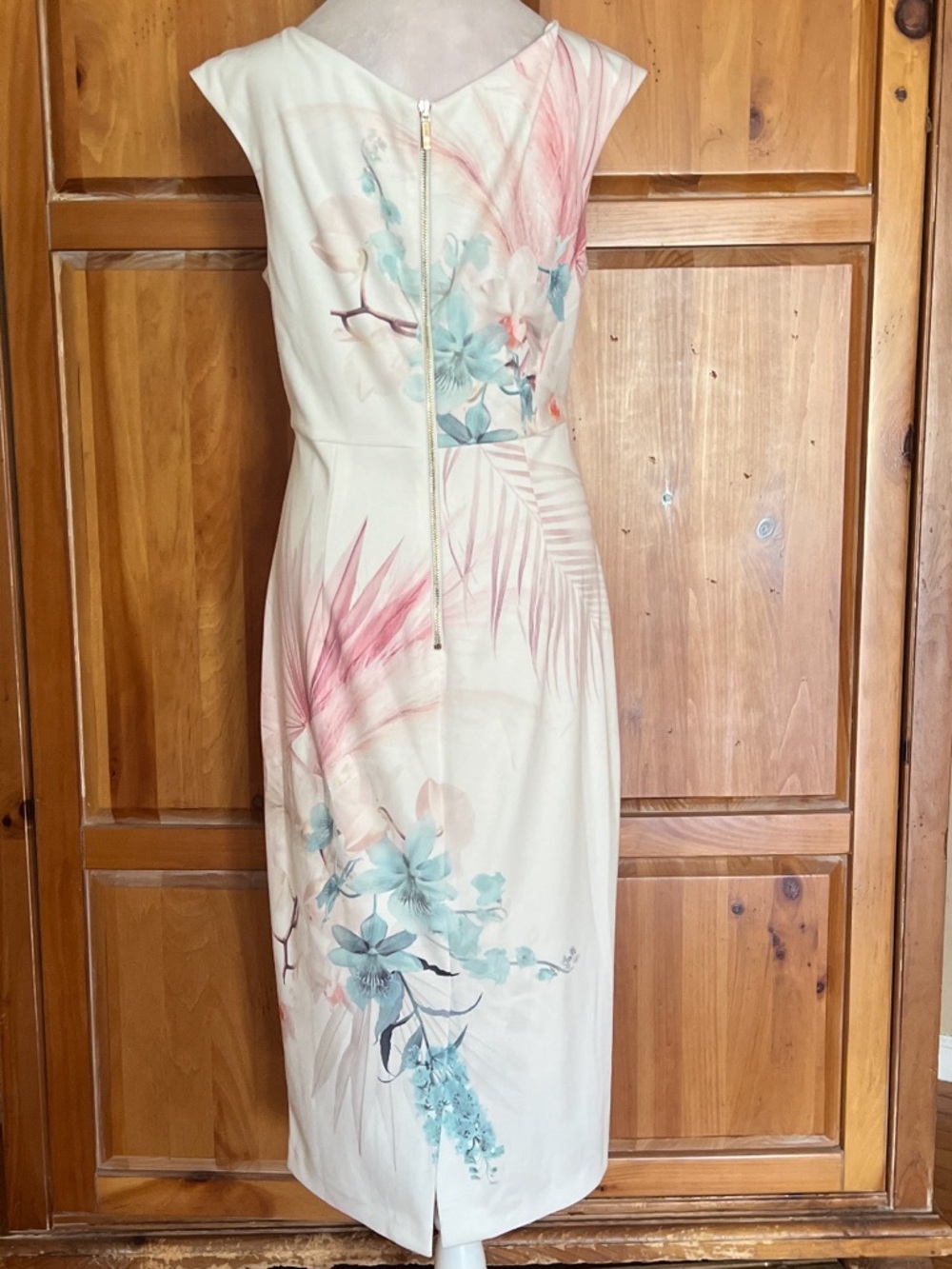 Ted Baker Soozie Floral Midi Sheath Dress with Pink & Blue Sz US 10 Or Ted Sz 4 - Picture 5 of 9